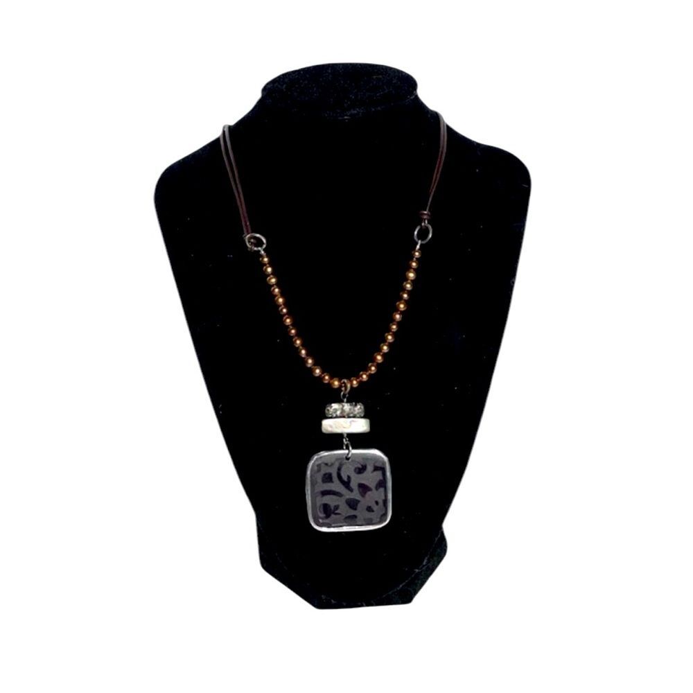Silpada Brown and Silver Pendant Necklace RETIRED